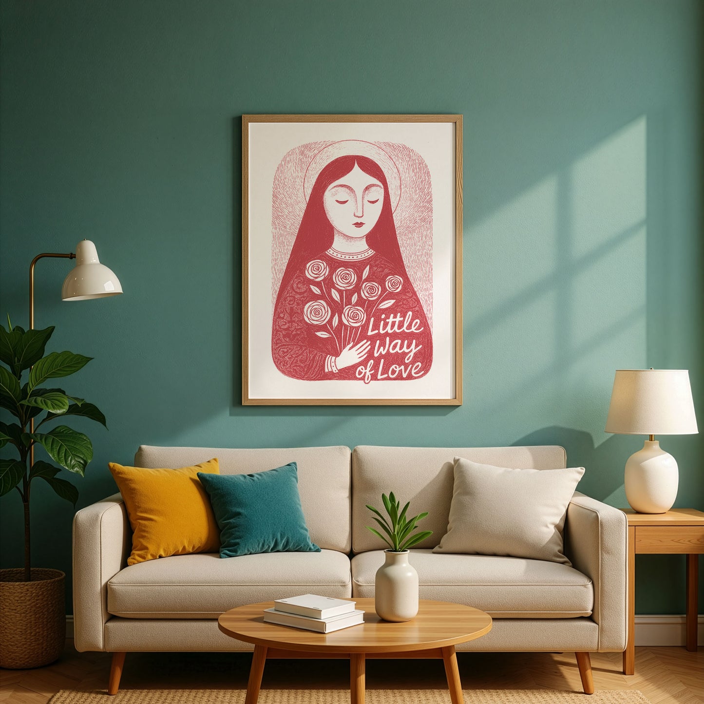 St Therese of Lisieux Art Print - Red interior mockup 02 - P_10_ter_0001_Layer 3