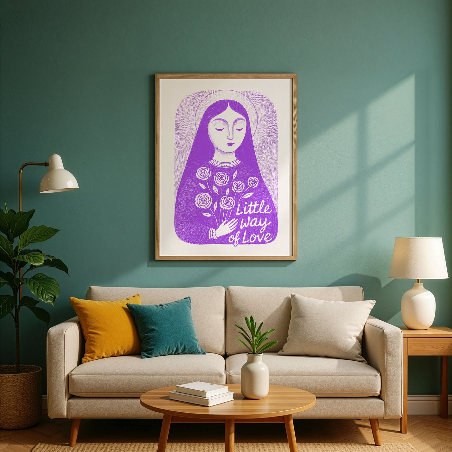 St Therese of Lisieux Art Print - Purple interior mockup 02 - P_10_ter_0003_Layer 1