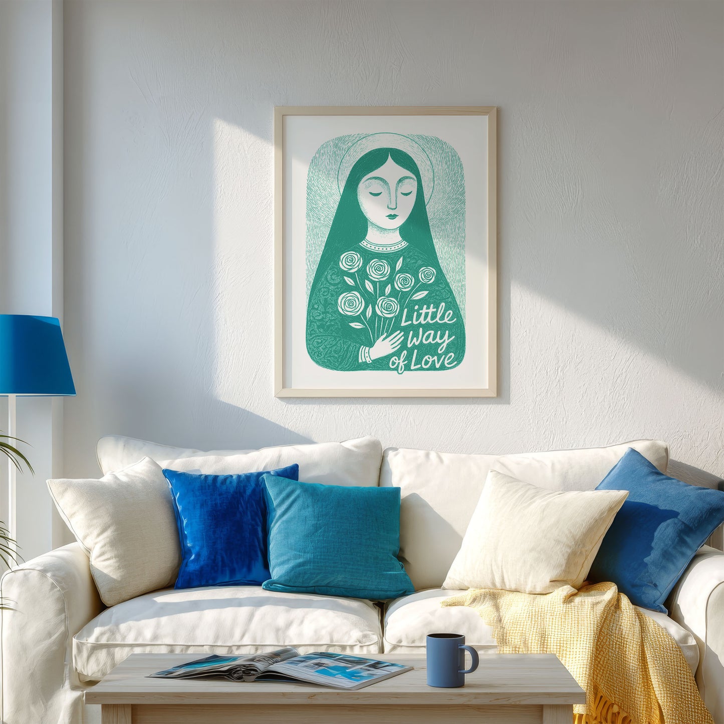 St Therese of Lisieux Art Print - Teal interior mockup 03 - P_13_ter_0001_Layer 6