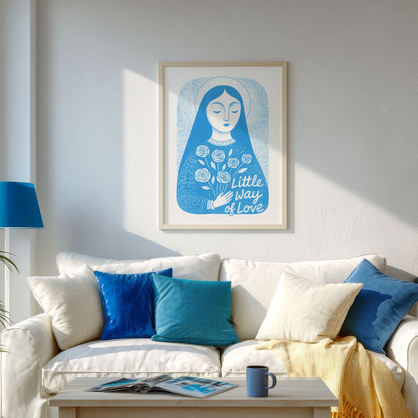 St Therese of Lisieux Art Print - Deep Blue interior mockup 02 - P_13_ter_0002_Layer 5