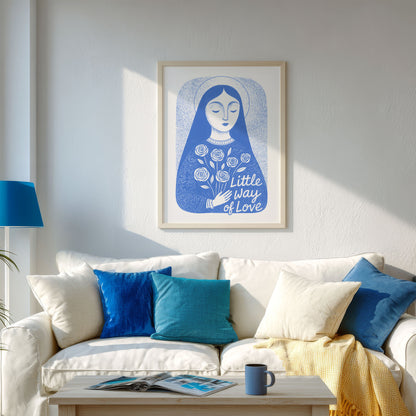 St Therese of Lisieux Art Print - Blue interior mockup 02 - P_13_ter_0004_Layer 3