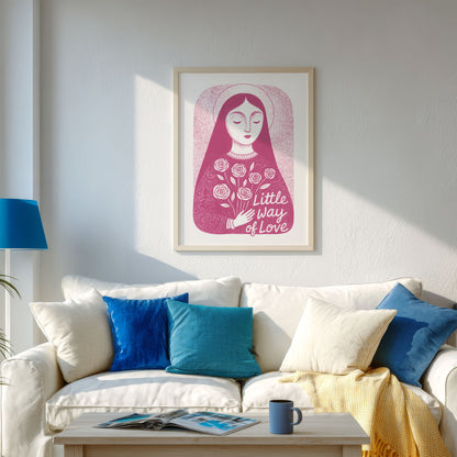 St Therese of Lisieux Art Print - Pink interior mockup 04 - P_13_ter_0005_Layer 2