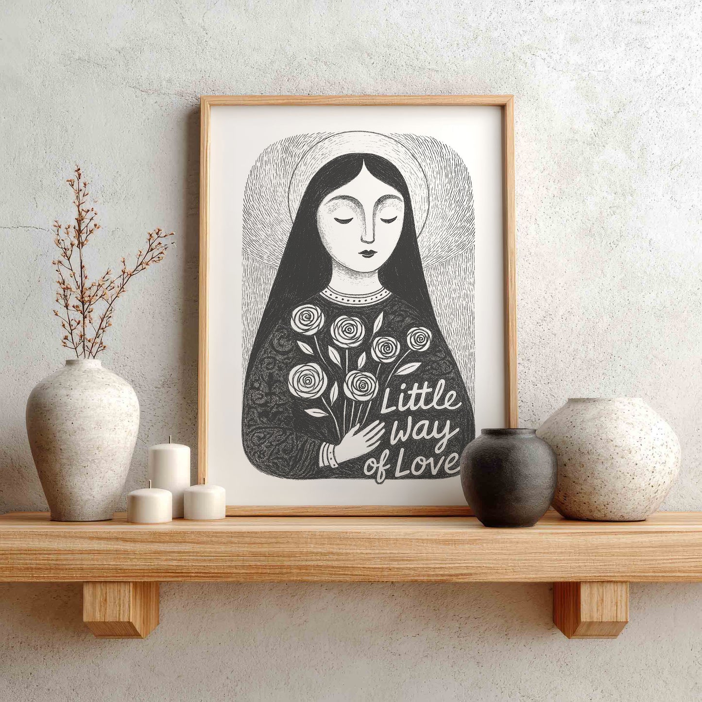 St Therese of Lisieux Art Print - Black interior mockup 01 - P_1_ter_0000_Layer 9