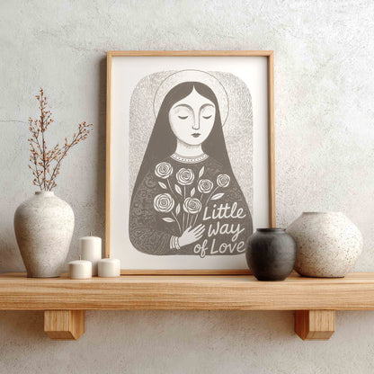 St Therese of Lisieux Art Print - Brown interior mockup 01 - P_1_ter_0003_Layer 6