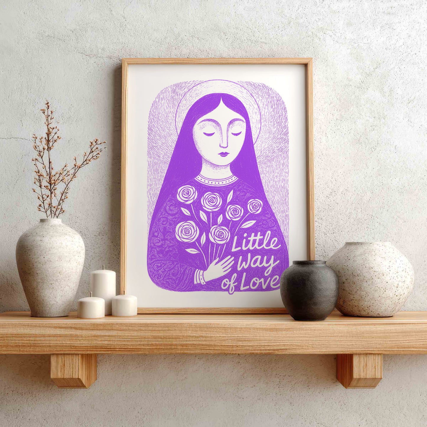 St Therese of Lisieux Art Print - Purple interior mockup 01 - P_1_ter_0006_Layer 3