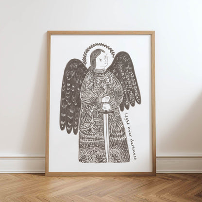 St Michael the Archangel Art Print - Brown physical art print mockup