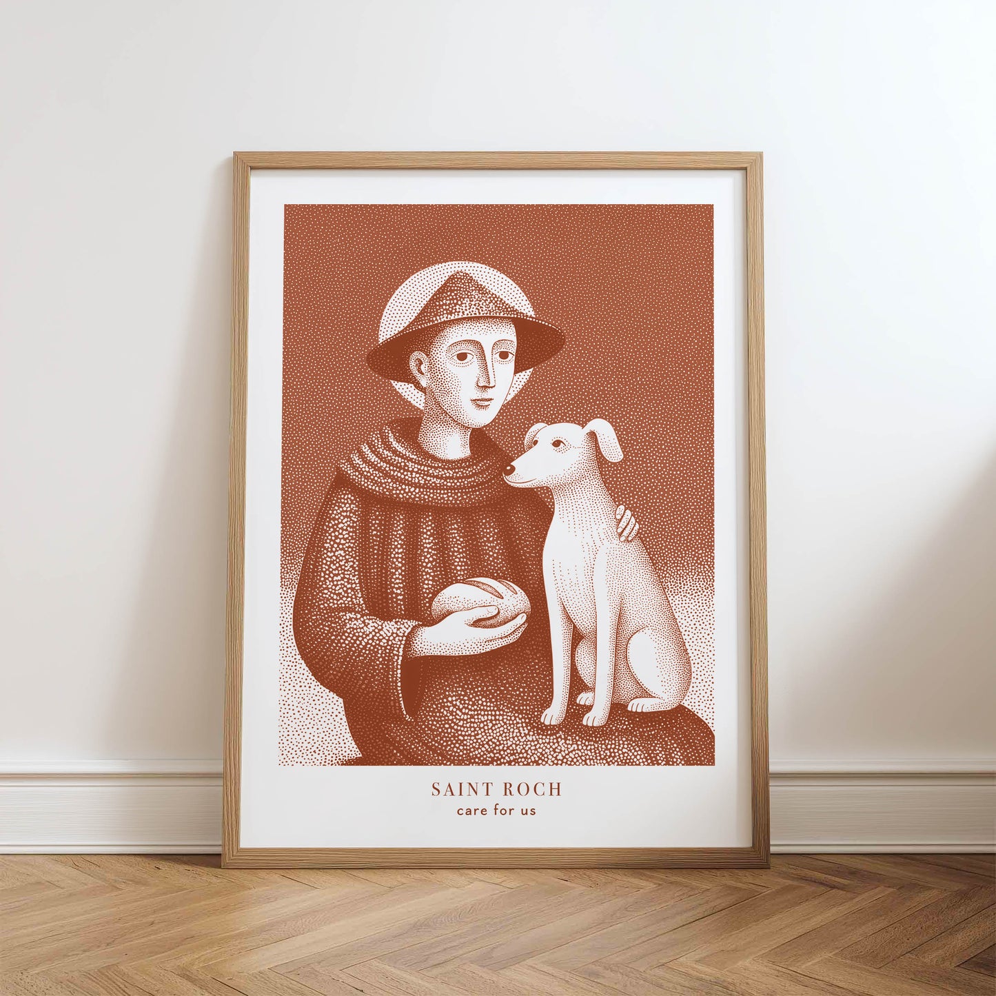 St Roch Art Print - Terracotta physical art print mockup