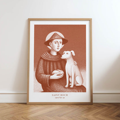 St Roch Art Print - Terracotta physical art print mockup