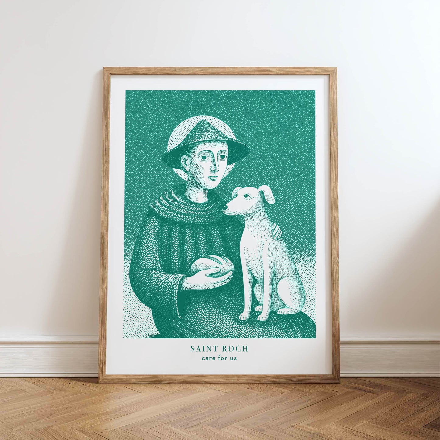 St Roch Art Print - Teal physical art print mockup