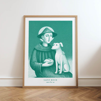 St Roch Art Print - Teal physical art print mockup