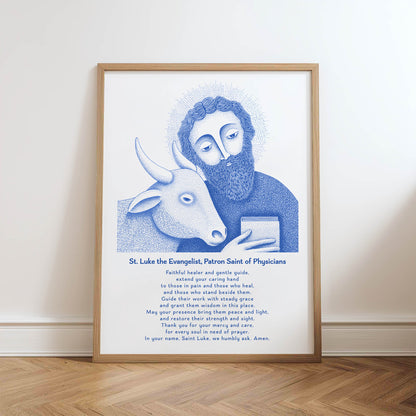 St Luke Art Print - Blue physical art print mockup