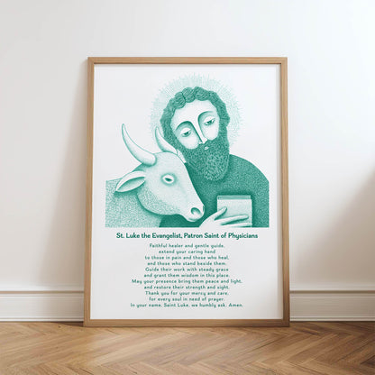 St Luke Art Print - Teal physical art print mockup