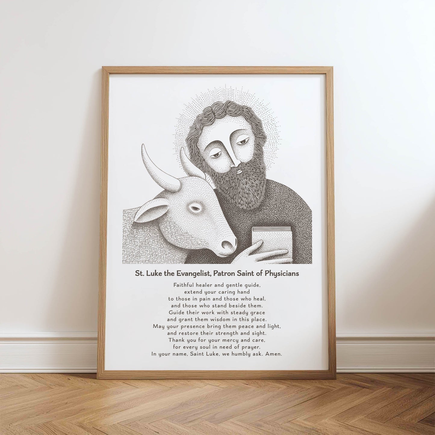 St Luke Art Print - Brown physical art print mockup