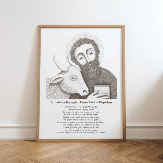 St Luke Art Print - Brown physical art print mockup