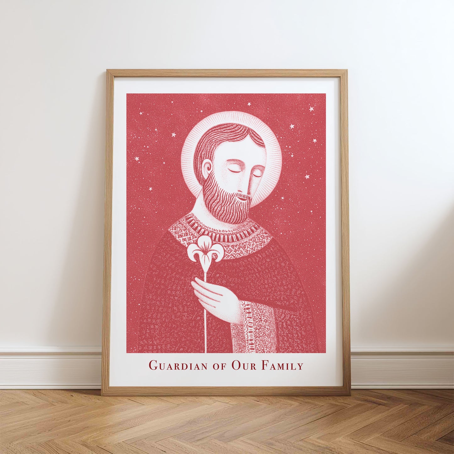 St Joseph Art Print - Red physical art print mockup