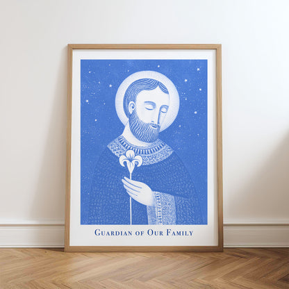 St Joseph Art Print - Blue physical art print mockup