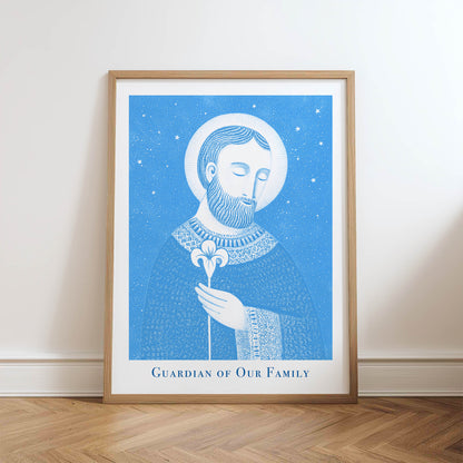St Joseph Art Print - Deep Blue physical art print mockup
