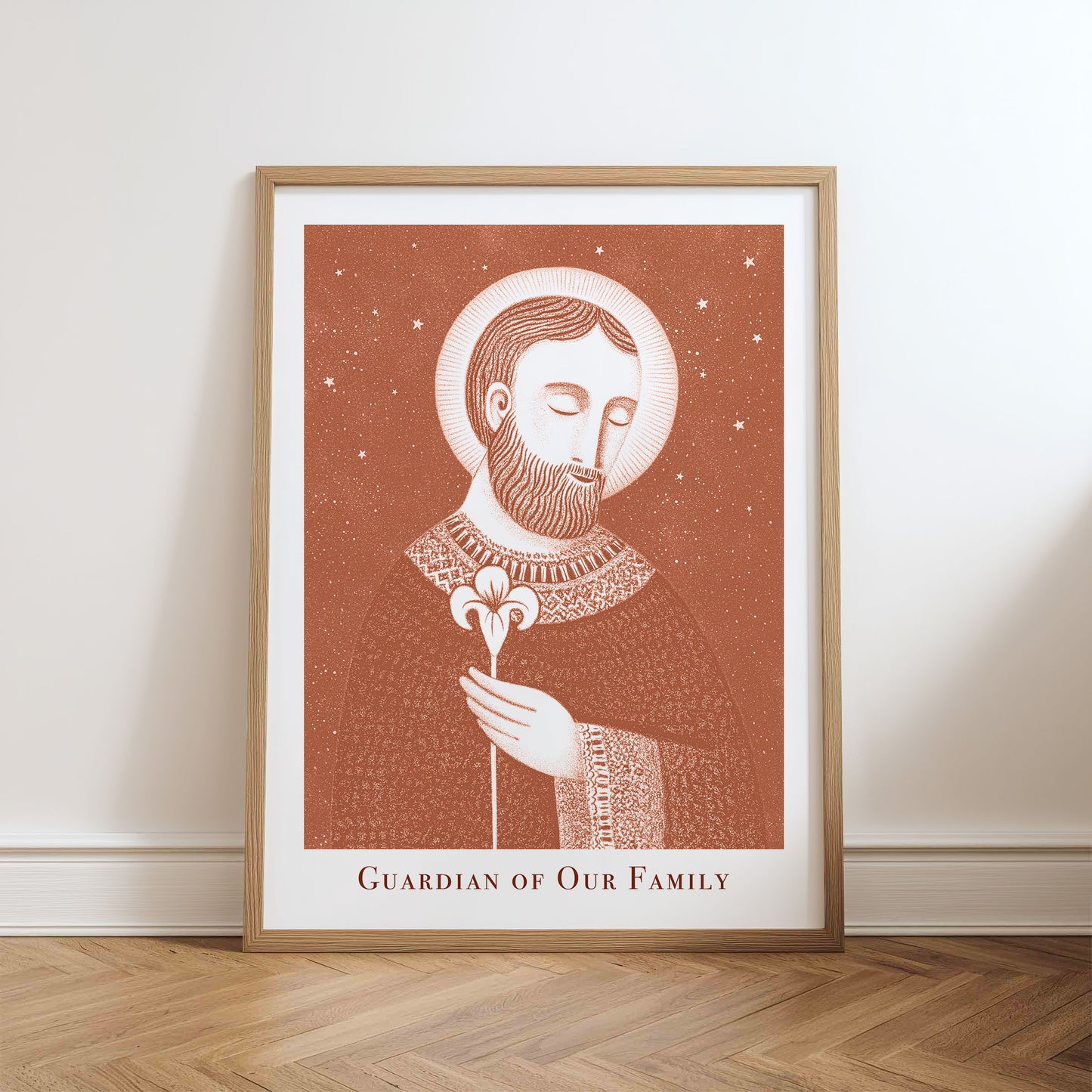St Joseph Art Print - Terracotta physical art print mockup