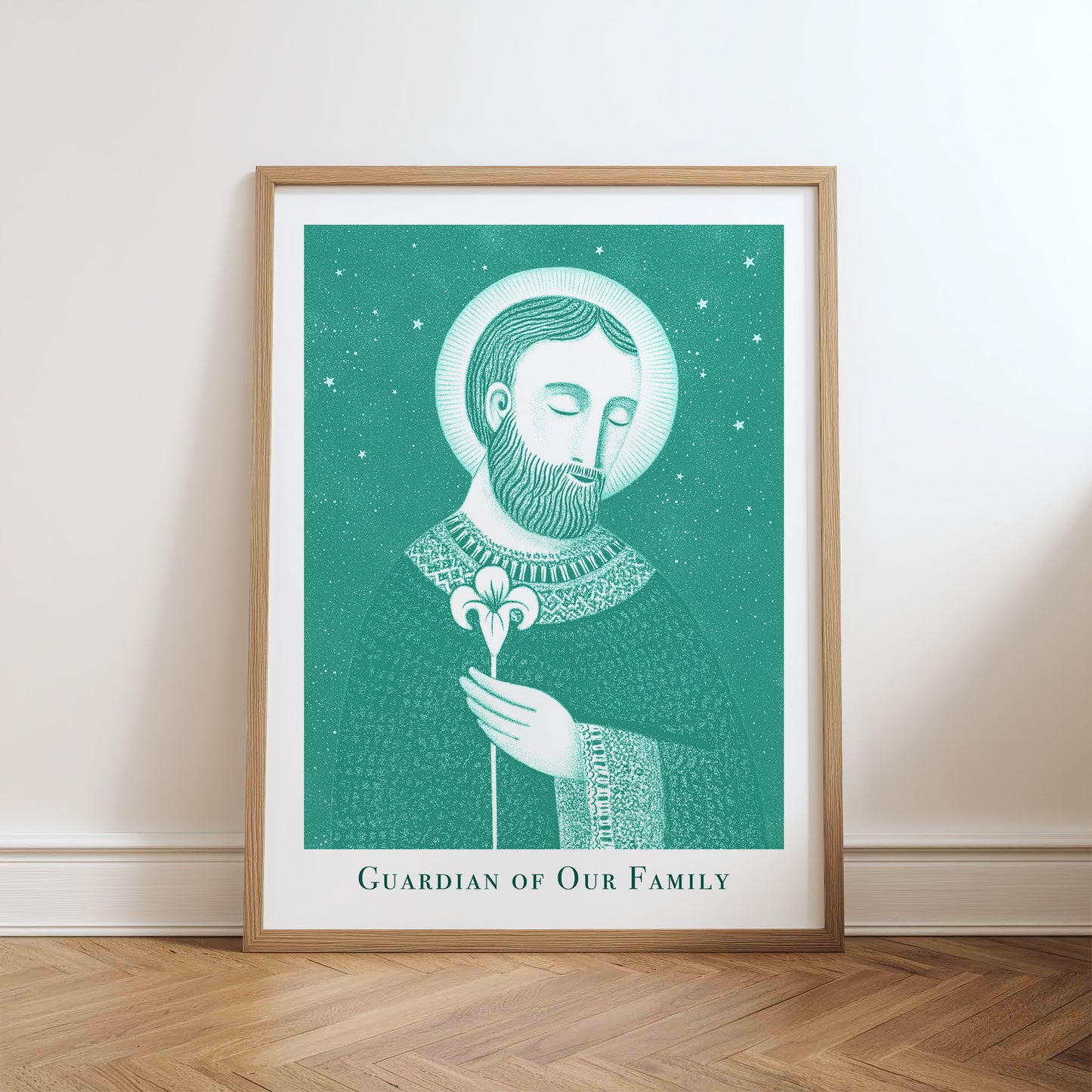 St Joseph Art Print - Teal physical art print mockup
