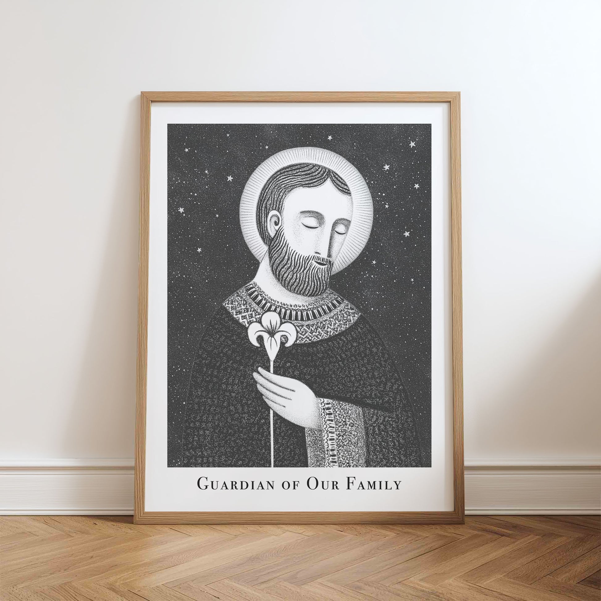 St Joseph Art Print - Black physical art print mockup