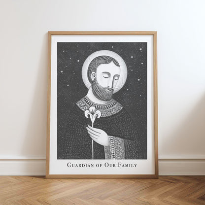 St Joseph Art Print - Black physical art print mockup