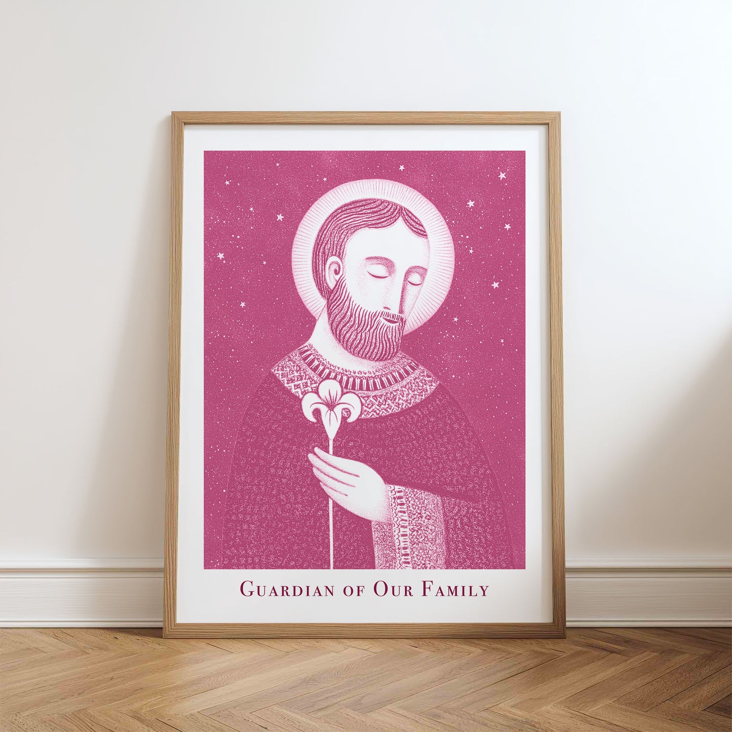 St Joseph Art Print - Pink physical art print mockup