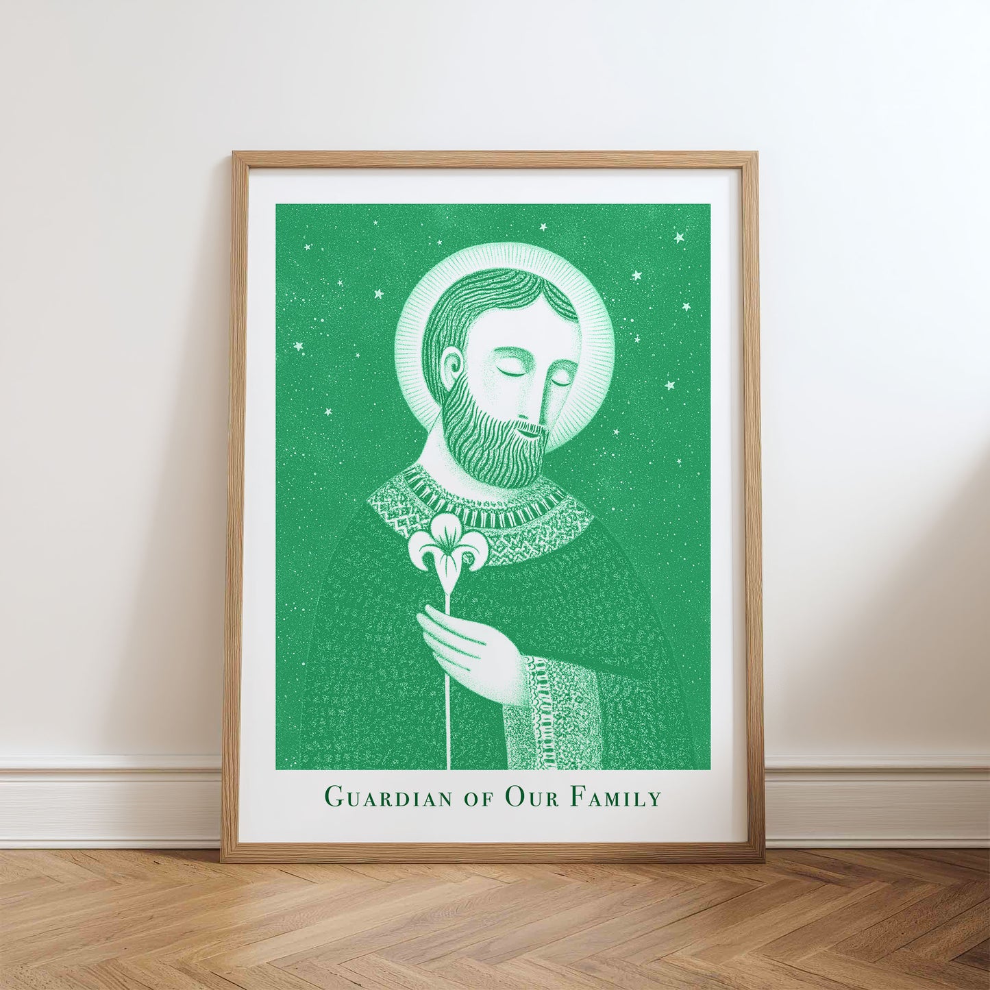 St Joseph Art Print - Green physical art print mockup