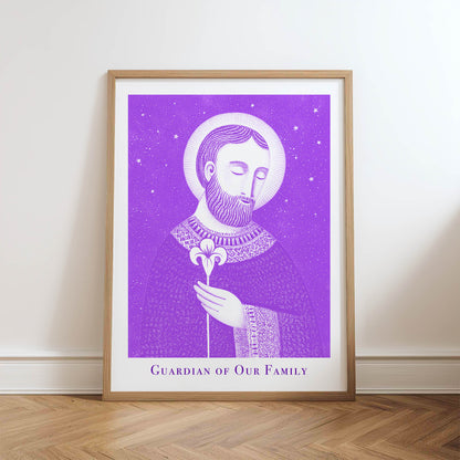 St Joseph Art Print - Purple physical art print mockup