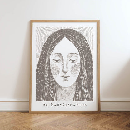 Virgin Mary Art Print - Brown physical art print mockup