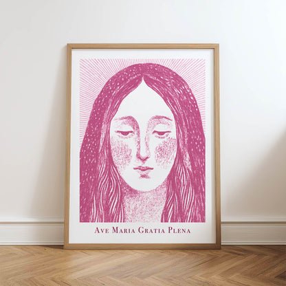 Virgin Mary Art Print - Pink physical art print mockup