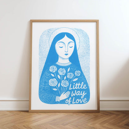 St Therese of Lisieux Art Print - Deep Blue physical art print mockup
