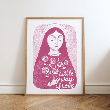 St Therese of Lisieux Art Print - Pink physical art print mockup