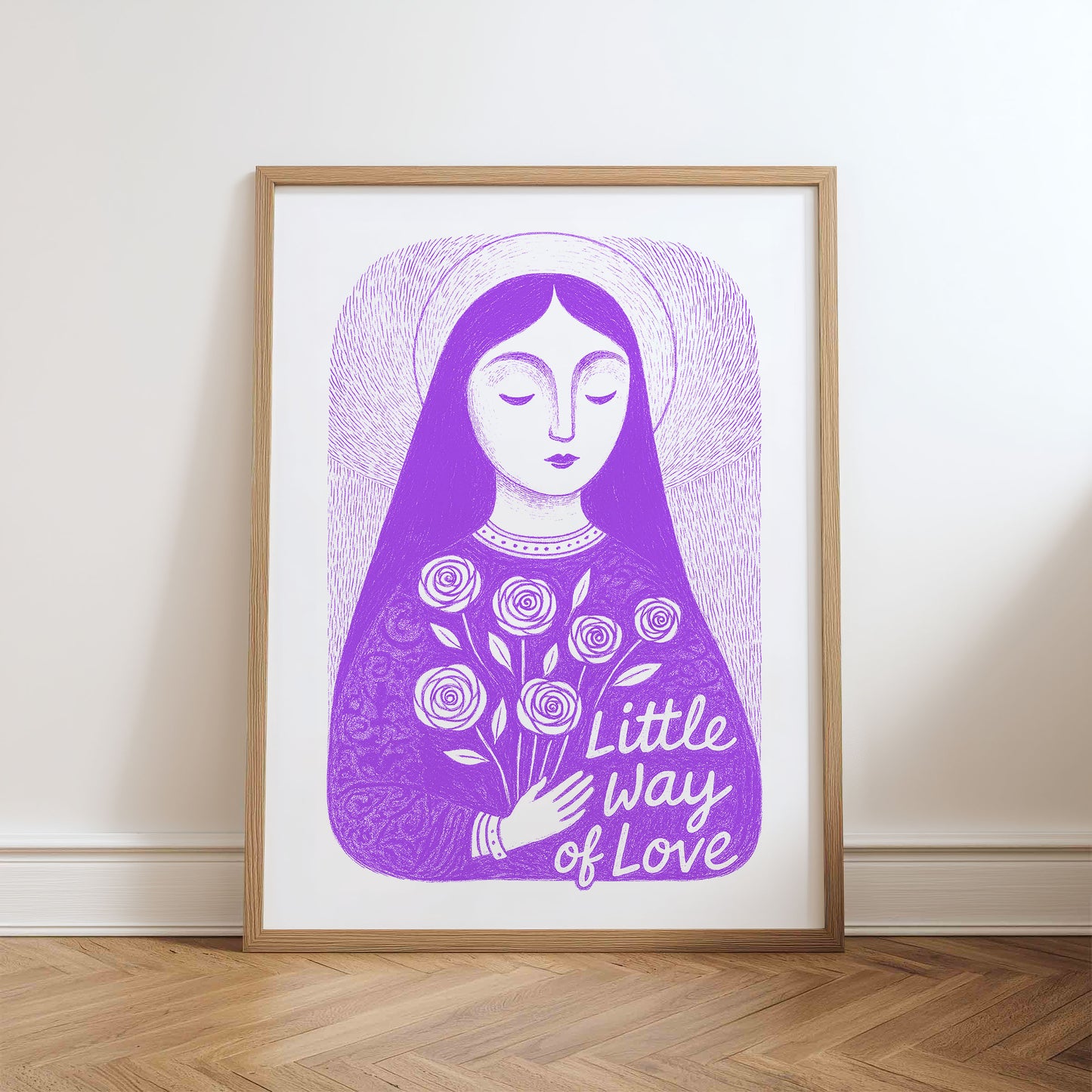 St Therese of Lisieux Art Print - Purple physical art print mockup