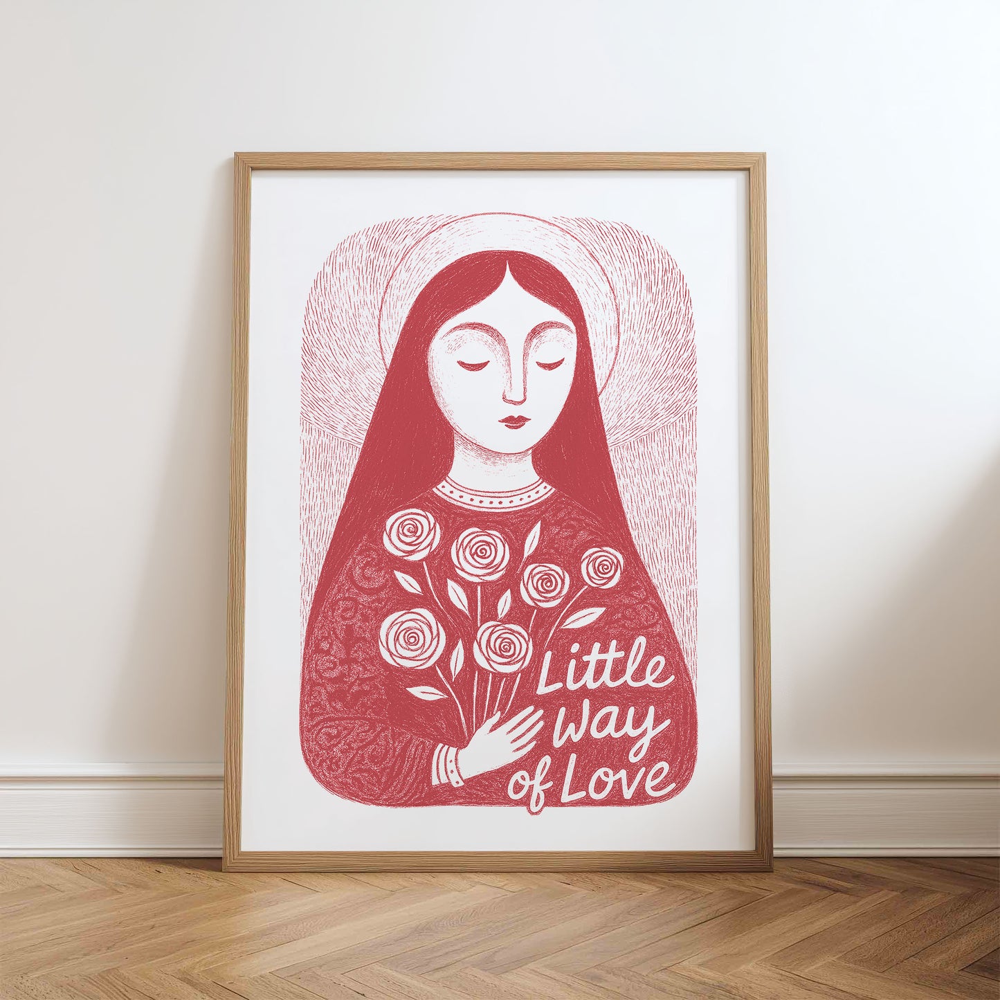 St Therese of Lisieux Art Print - Red physical art print mockup