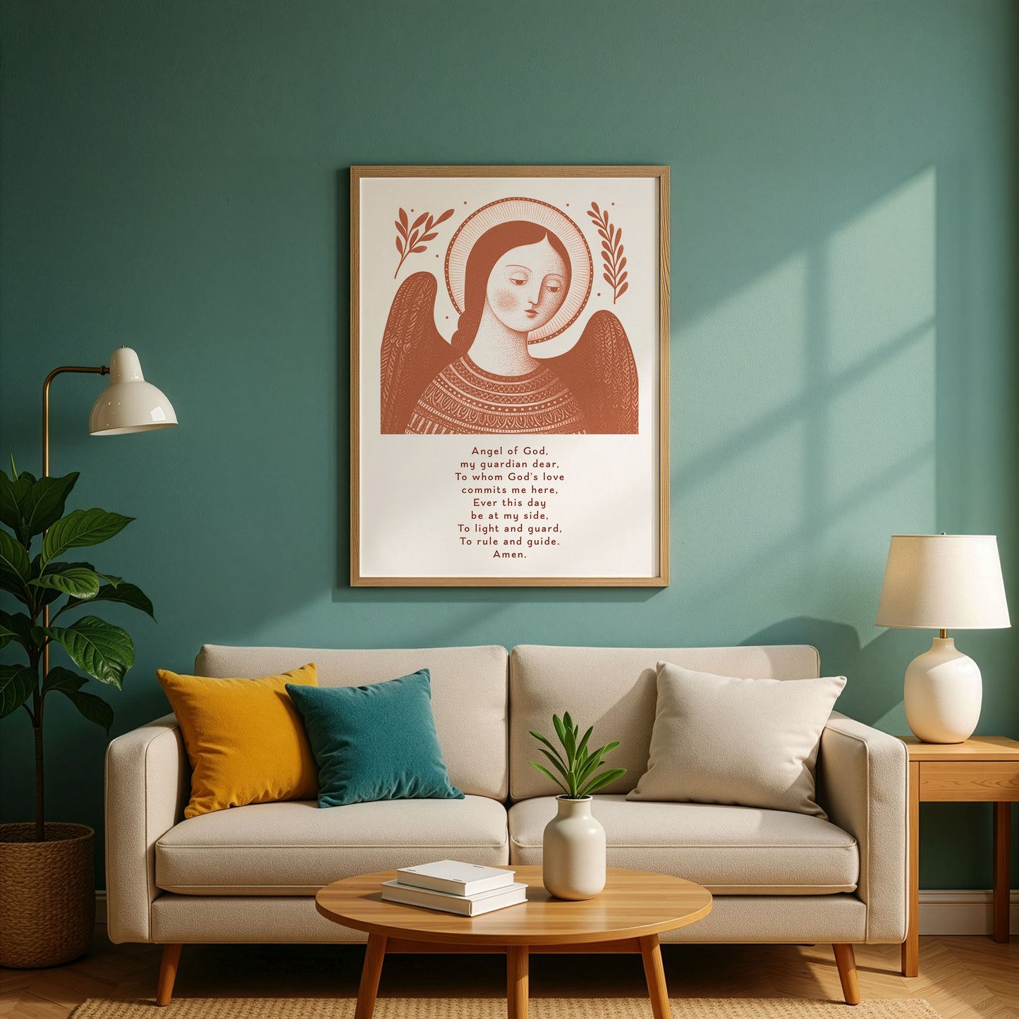 Guardian Angel for Girls Art Print - Terracotta interior mockup 02 - p_10_girl_0003_Layer 1