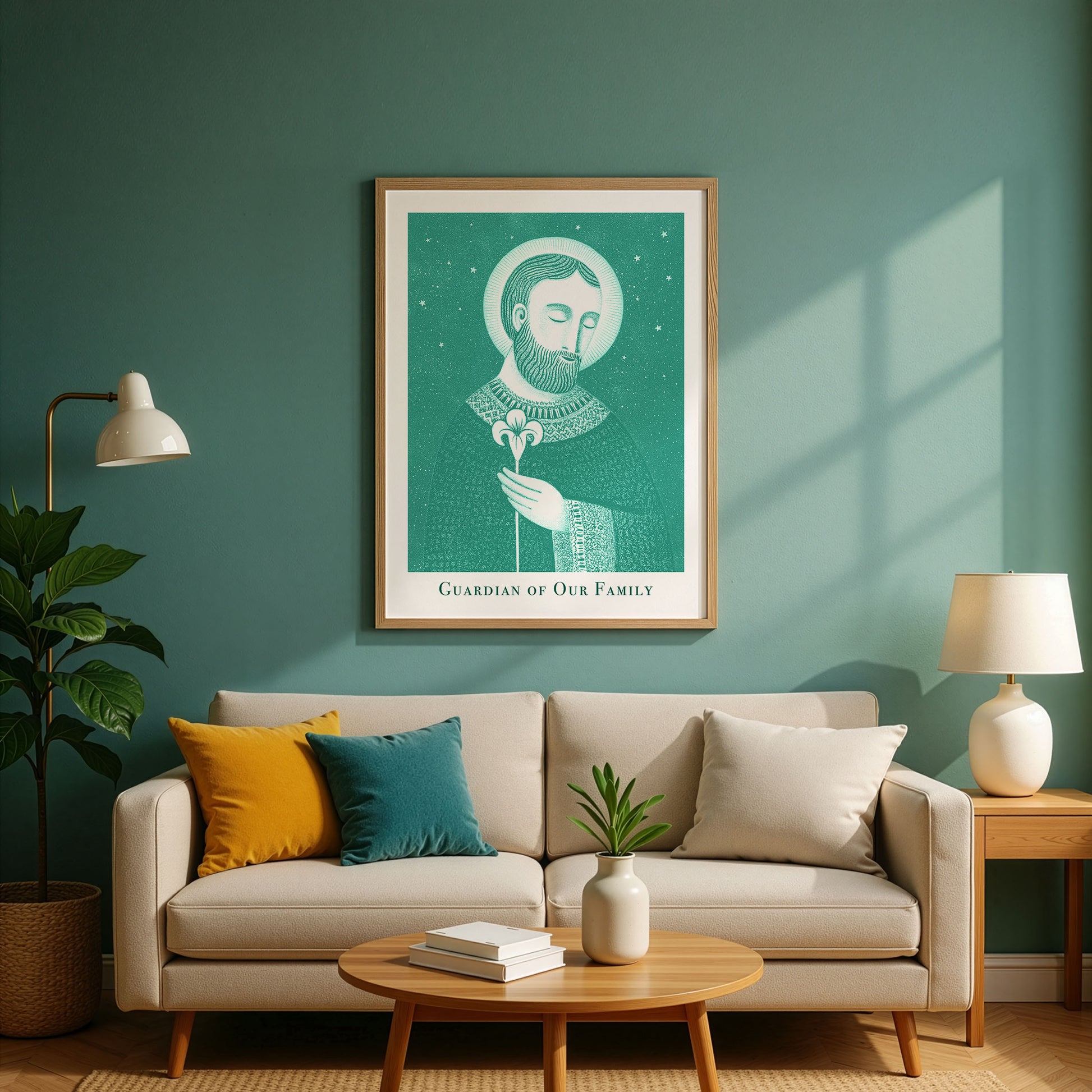 St Joseph Art Print - Teal interior mockup 02 - p_10_jos_0002_Layer 2