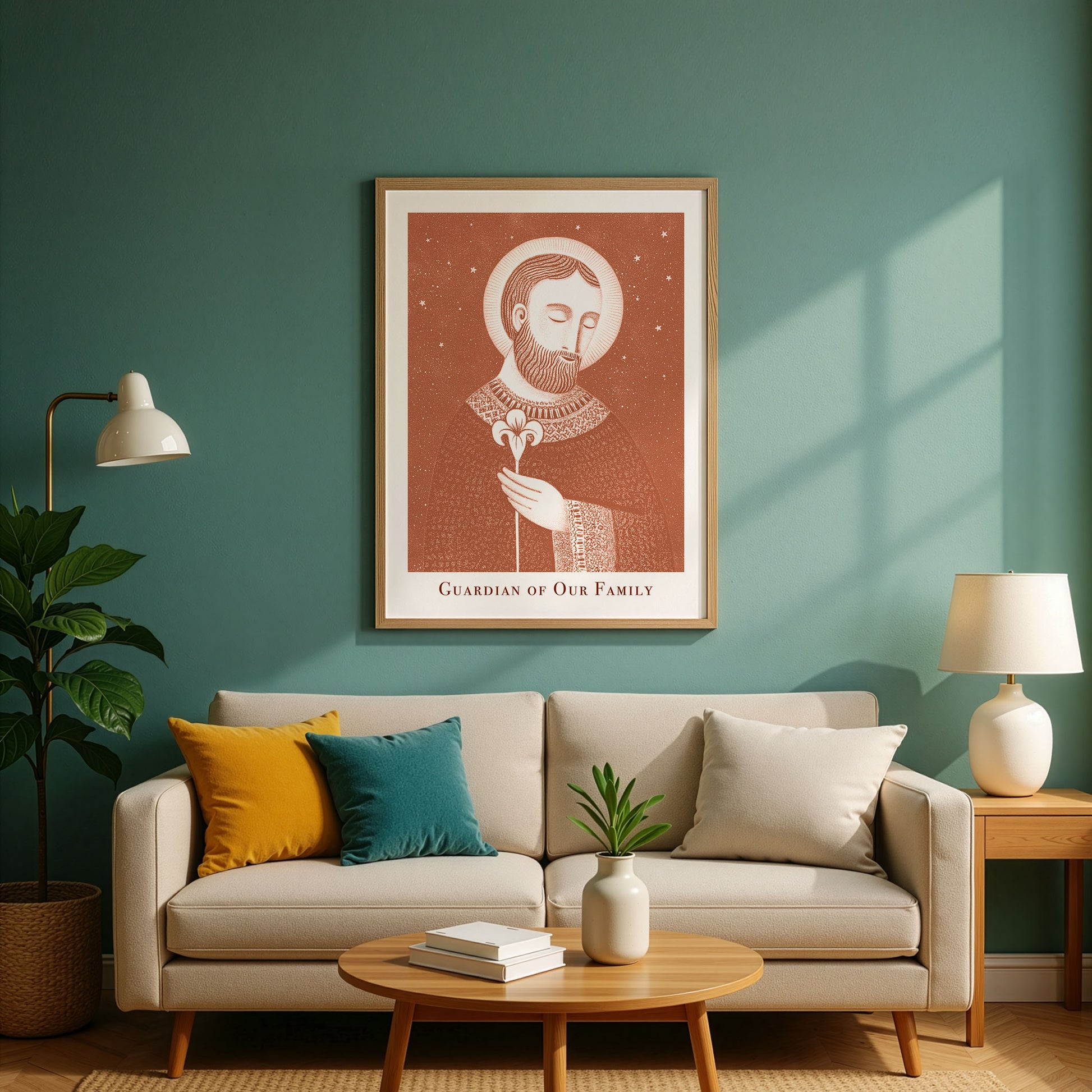 St Joseph Art Print - Terracotta interior mockup 02 - p_10_jos_0003_Layer 1