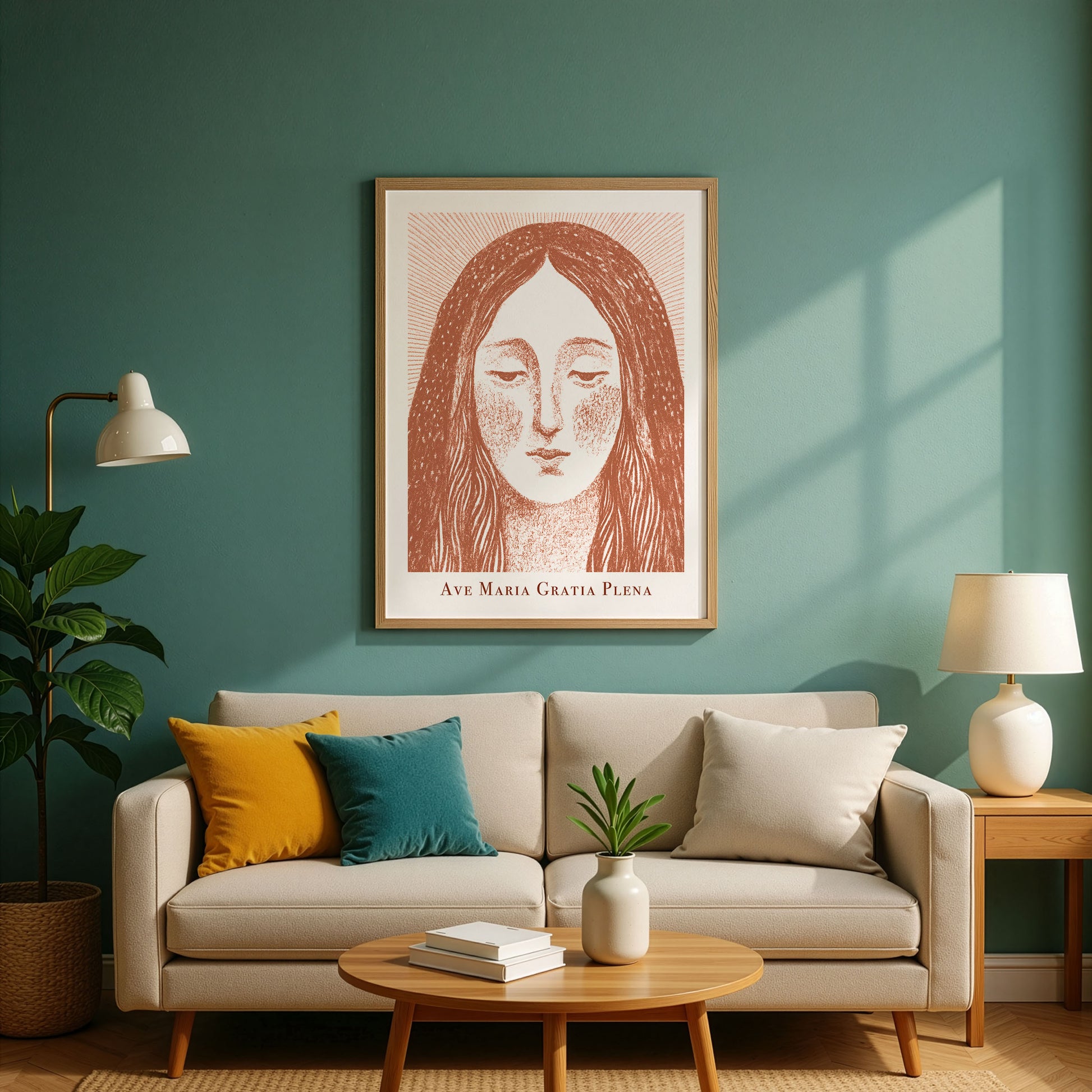 Virgin Mary Art Print - Terracotta interior mockup 02 - p_10_maria_0003_Layer 1