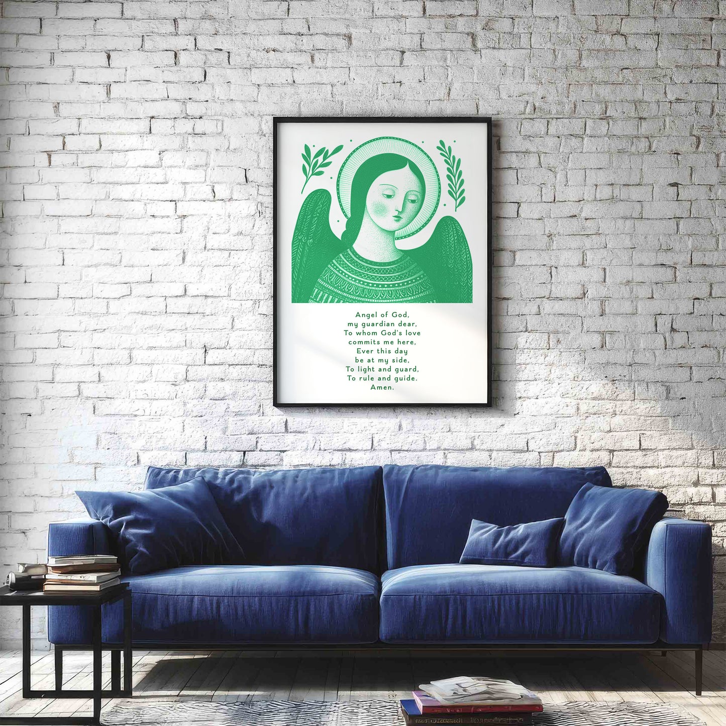 Guardian Angel for Girls Art Print - Green interior mockup 02 - p_11_girl_0000_Layer 2