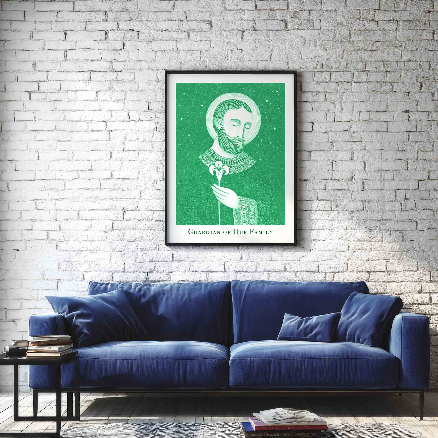 St Joseph Art Print - Green interior mockup 02 - p_11_jos_0001_Layer 1