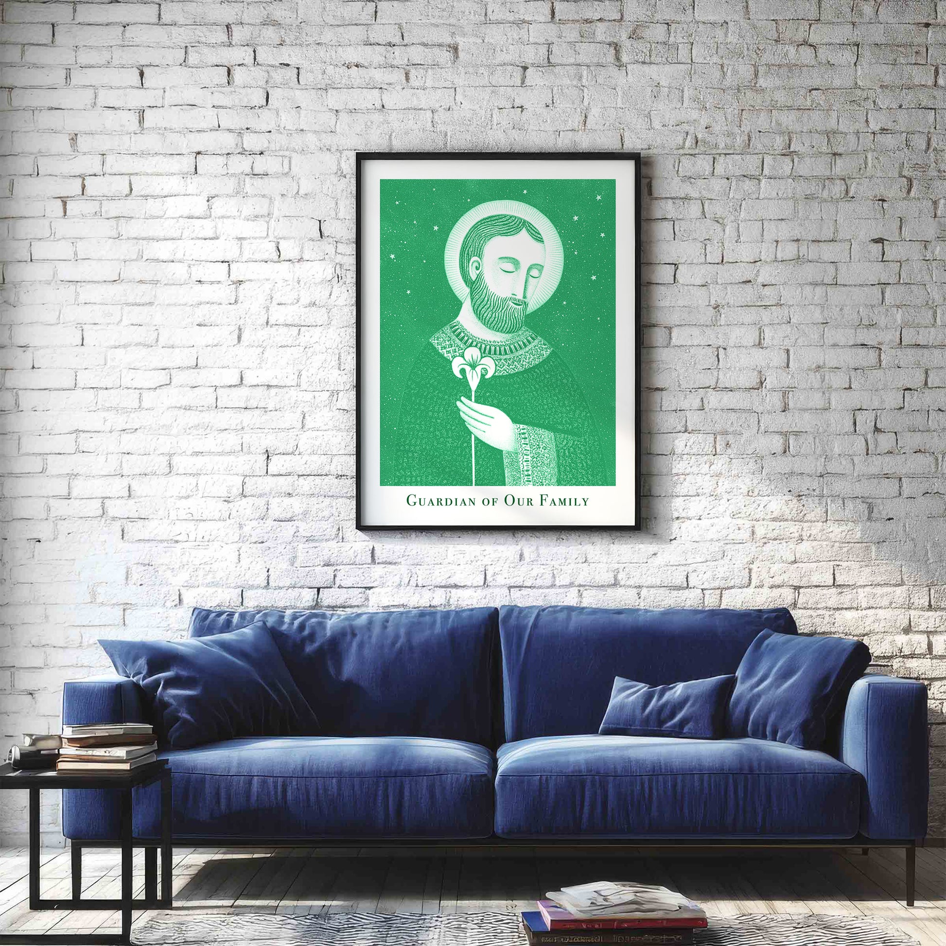 St Joseph Art Print - Green interior mockup 02 - p_11_jos_0001_Layer 1