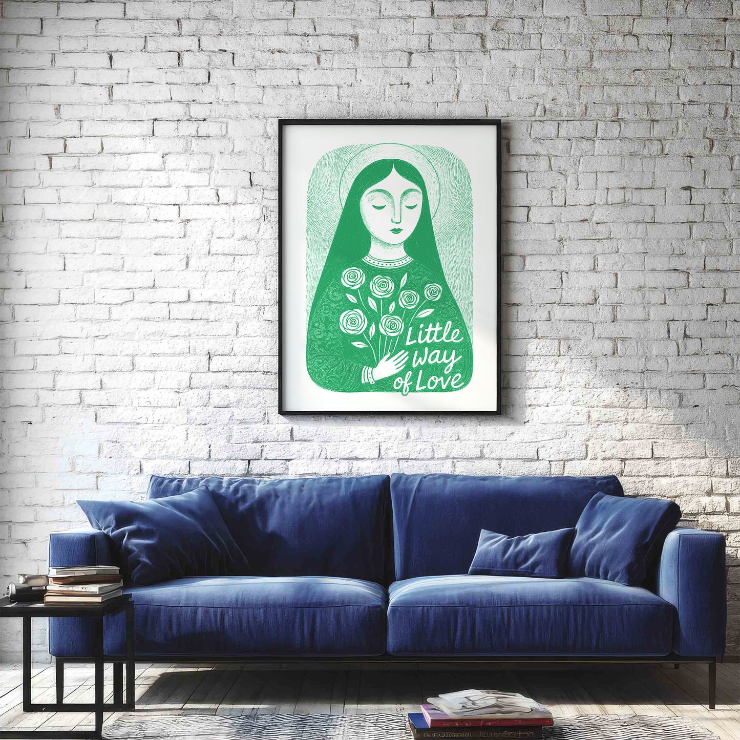 St Therese of Lisieux Art Print - Green interior mockup 02 - p_11_ter_0000_Layer 2