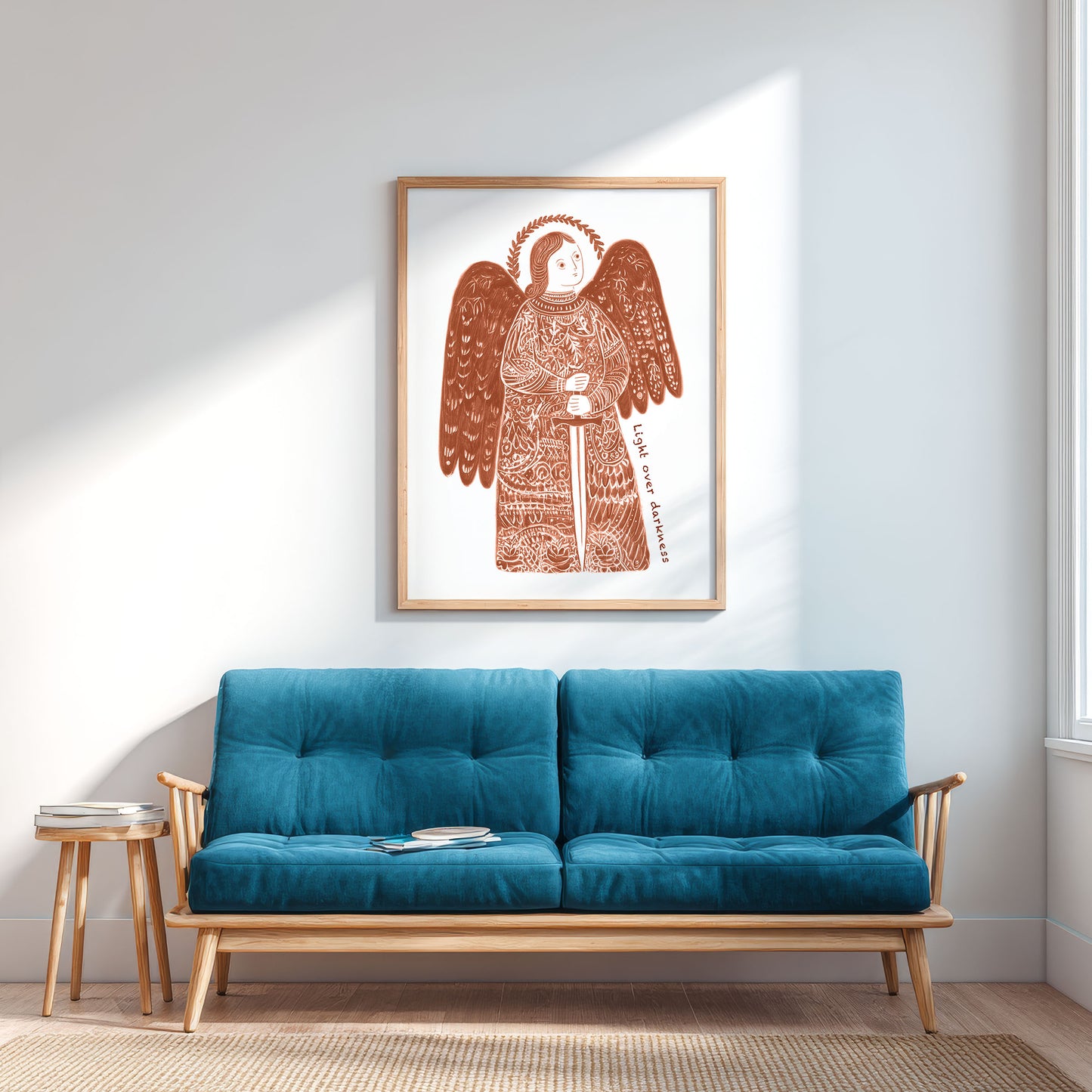 St Michael the Archangel Art Print - Terracotta interior mockup 03 - p_12_am_0002_Layer 1