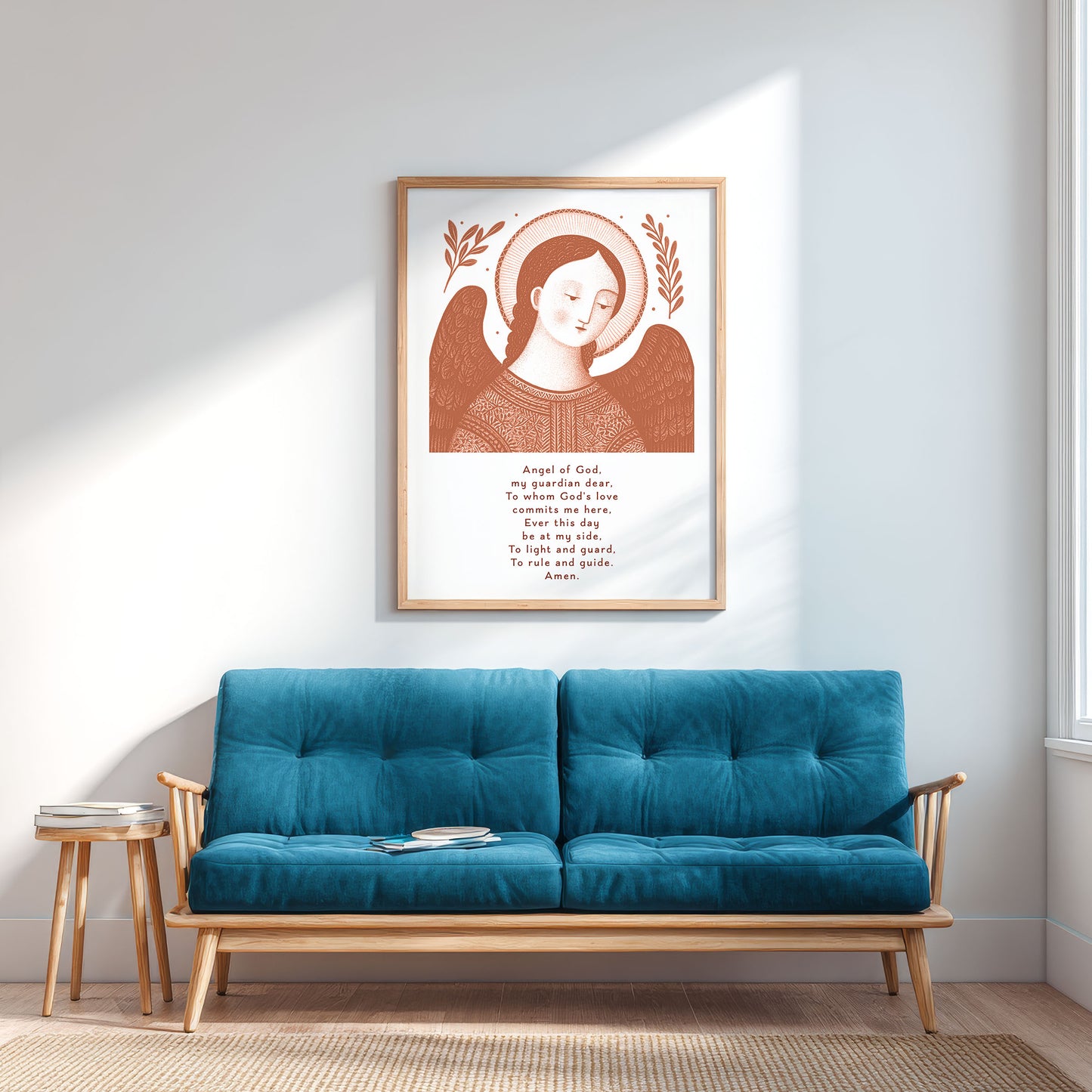 Guardian Angel for Boys Art Print - Terracotta interior mockup 03 - p_12_boy_0002_Layer 1