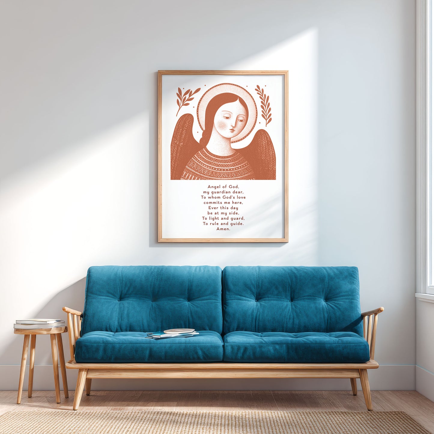 Guardian Angel for Girls Art Print - Terracotta interior mockup 03 - p_12_girl_0002_Layer 1