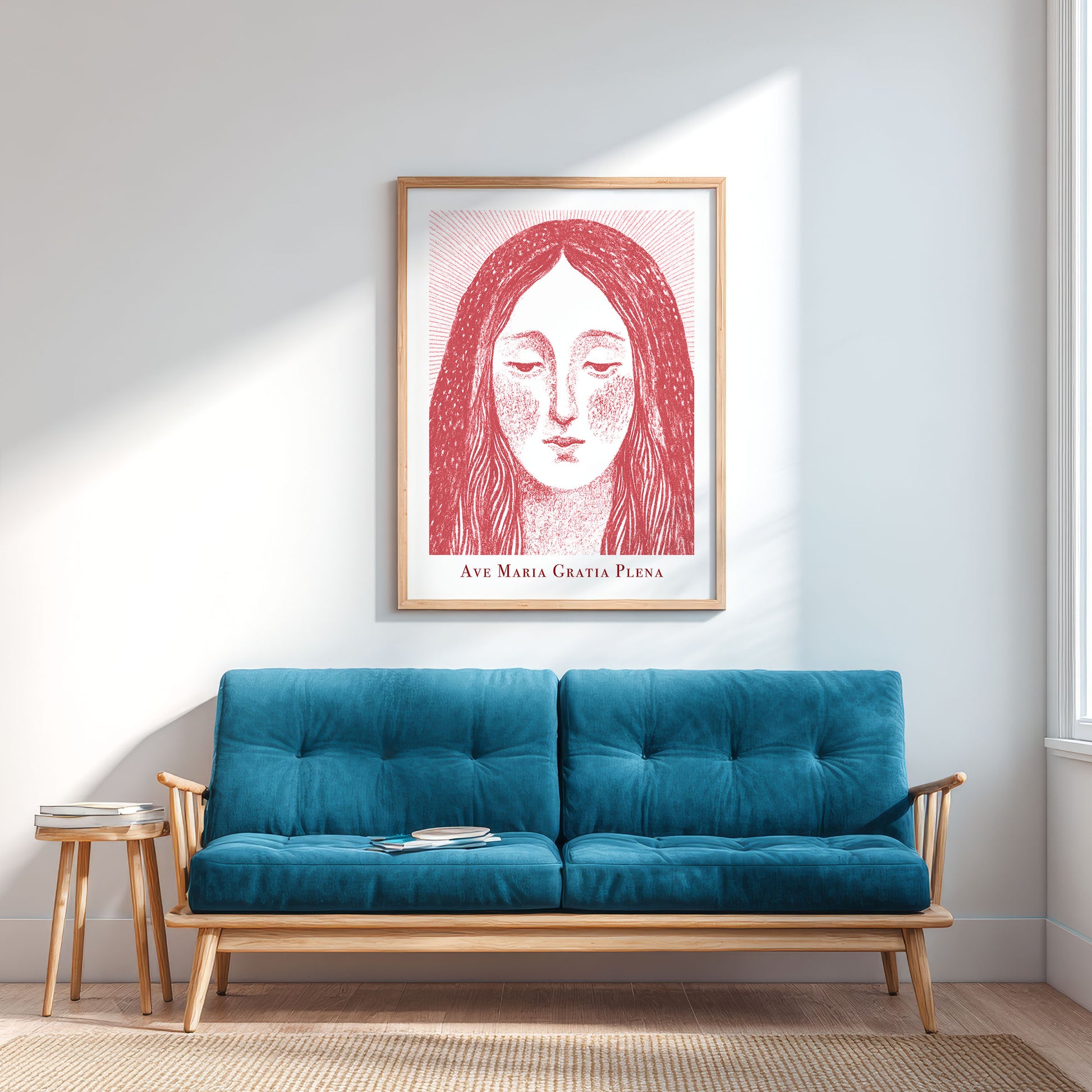 Virgin Mary Art Print - Red interior mockup 03 - p_12_maria_0001_Layer 2