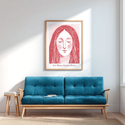 Virgin Mary Art Print - Red interior mockup 03 - p_12_maria_0001_Layer 2