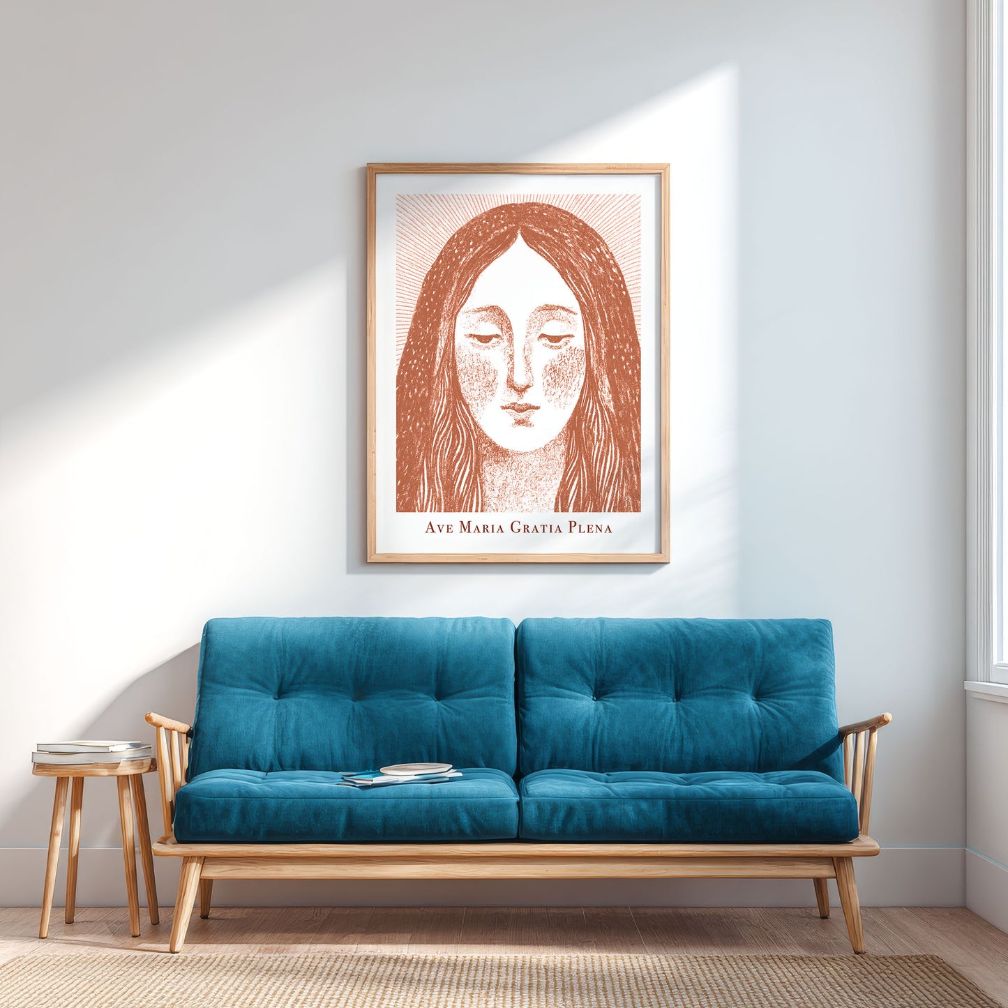 Virgin Mary Art Print - Terracotta interior mockup 03 - p_12_maria_0002_Layer 1