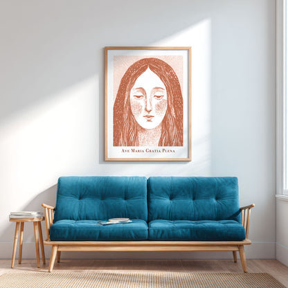 Virgin Mary Art Print - Terracotta interior mockup 03 - p_12_maria_0002_Layer 1