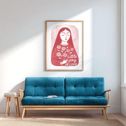 St Therese of Lisieux Art Print - Red interior mockup 03 - p_12_ter_0001_Layer 2